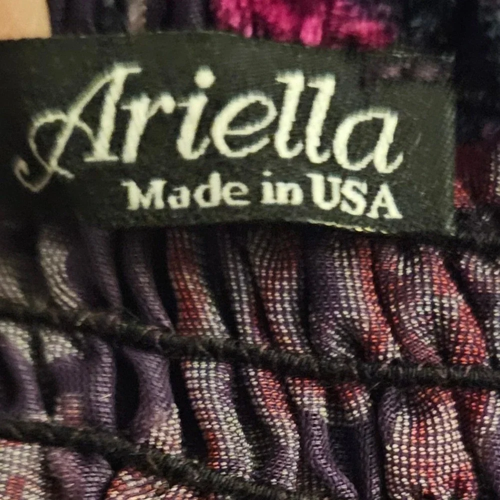 Ariella Chicos Women's Purple Paisley Burnout Velvet Sheer Blouse Top Size S